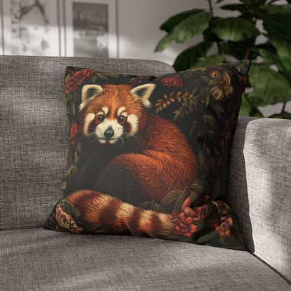 Botanical Red Panda Pillowcase: Morris Inspired Cottagecore Decor