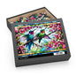 Stained Glass Hummingbirds Spring Cherry Blossom Puzzle Box (120, 252, 500-Piece) Adult Jigsaw Puzzle, Gift Him Her