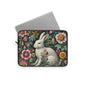 White Rabbit Laptop Sleeve, William Morris Inspired Floral Garden Art Case, Vintage Botanical Bunny Laptop Cover (12”, 13”, 15”)