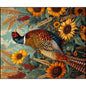 Art Deco Print Pheasant Grains Sunflowers, William morris Inspired Woven Cotton Blanket, Cozy Home Decor Blanket