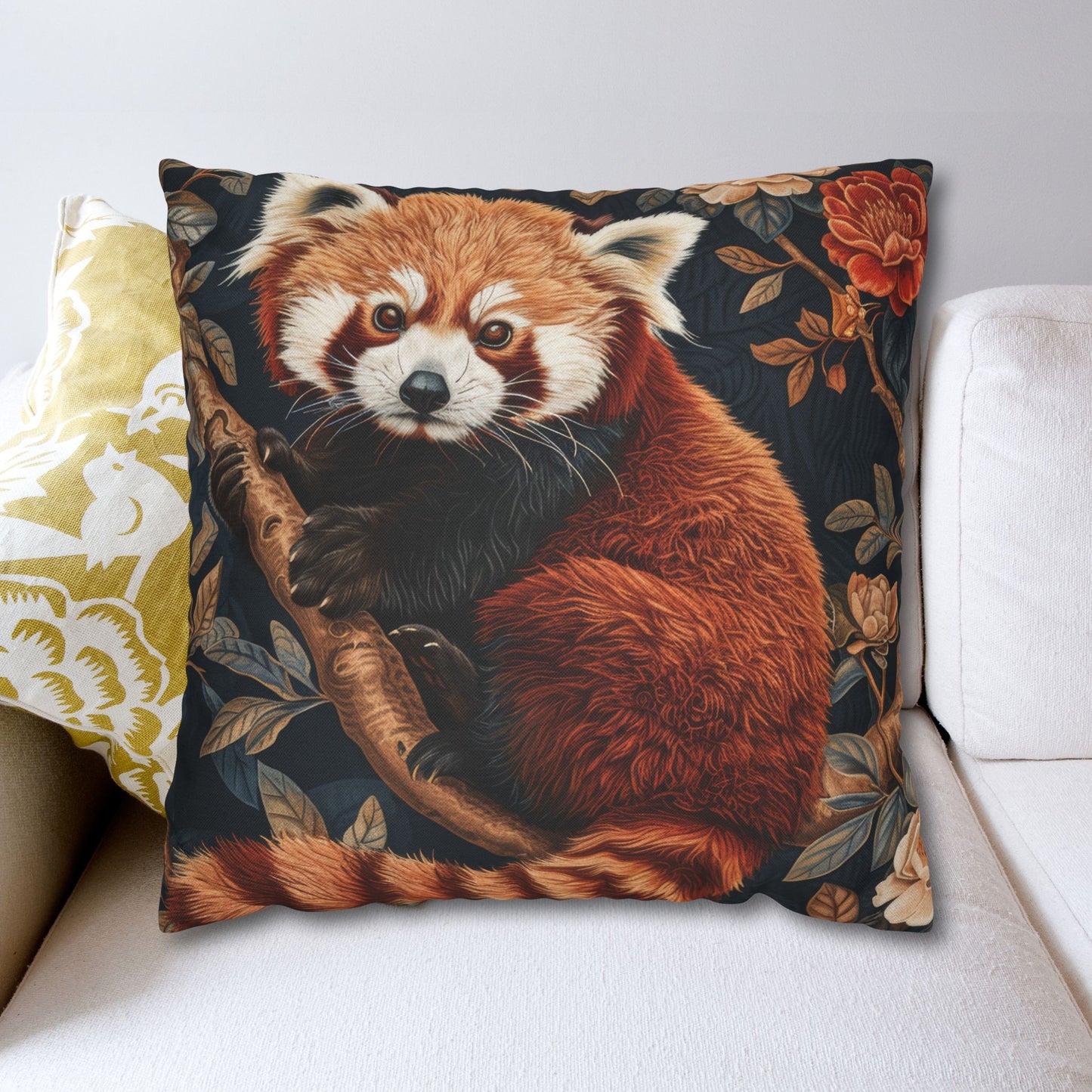 Cozy Red Panda Pillowcase: Forestcore Spun Polyester Decorative Cushion