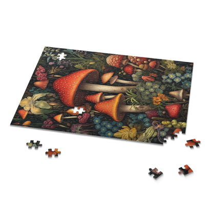 William Morris Inspired Wild Mushroom Jigsaw Puzzle (120, 252, 500-Piece) Gift-Ready Box, Adult Jigsaw Puzzle