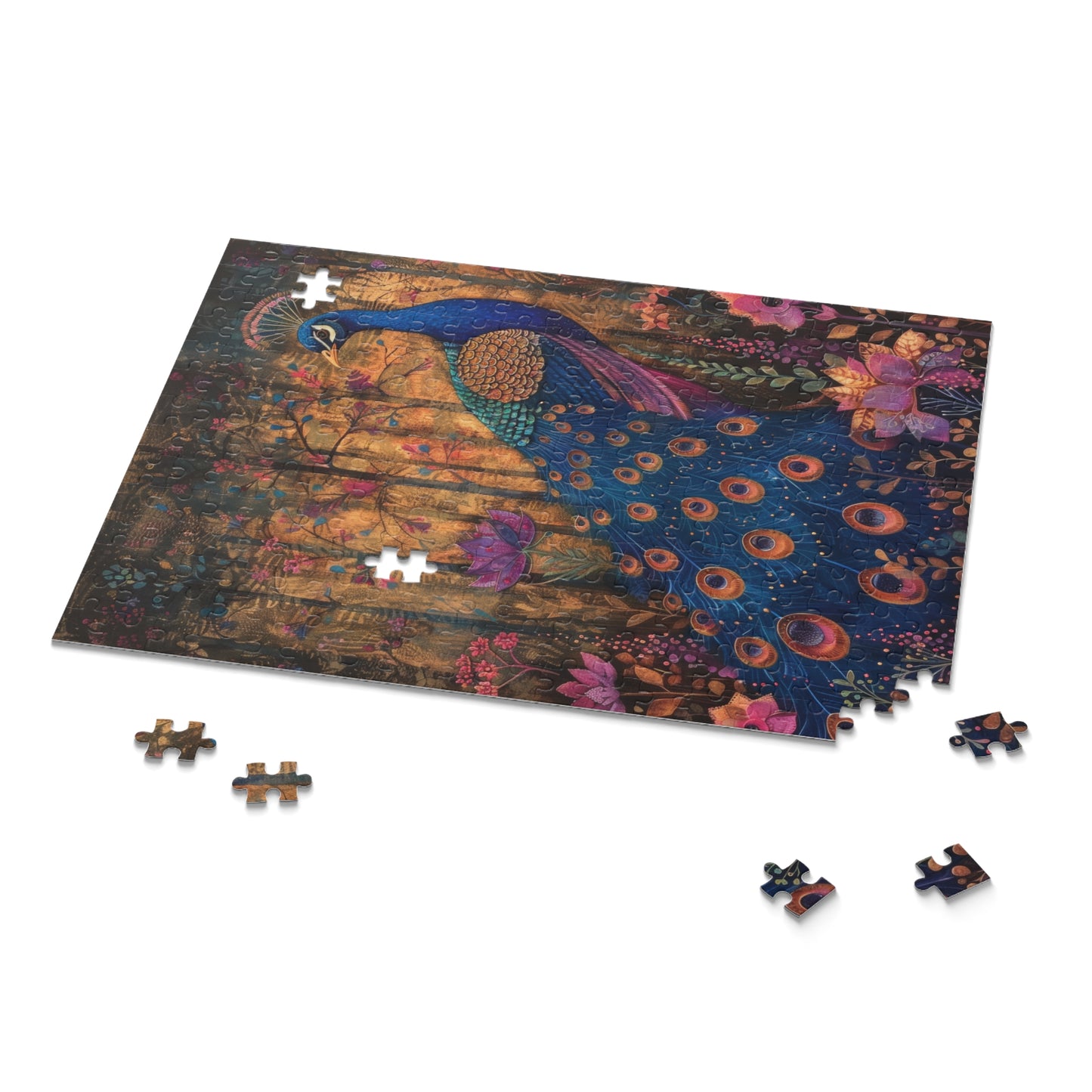 Peacock in spired by William Morris Art (120, 252, 500-Piece) Adult Jigsaw Puzzle, Gift For Her