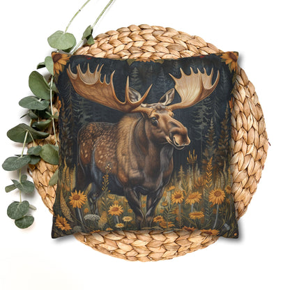 William Morris Inspired Rustic Moose Sunflower Pillowcase