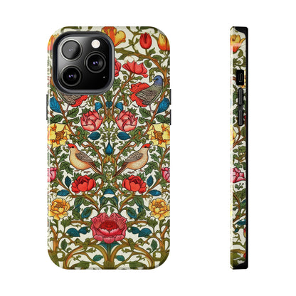 Vintage Pattern Rose And Bird in The Style of William Morris iPhone Tough Case