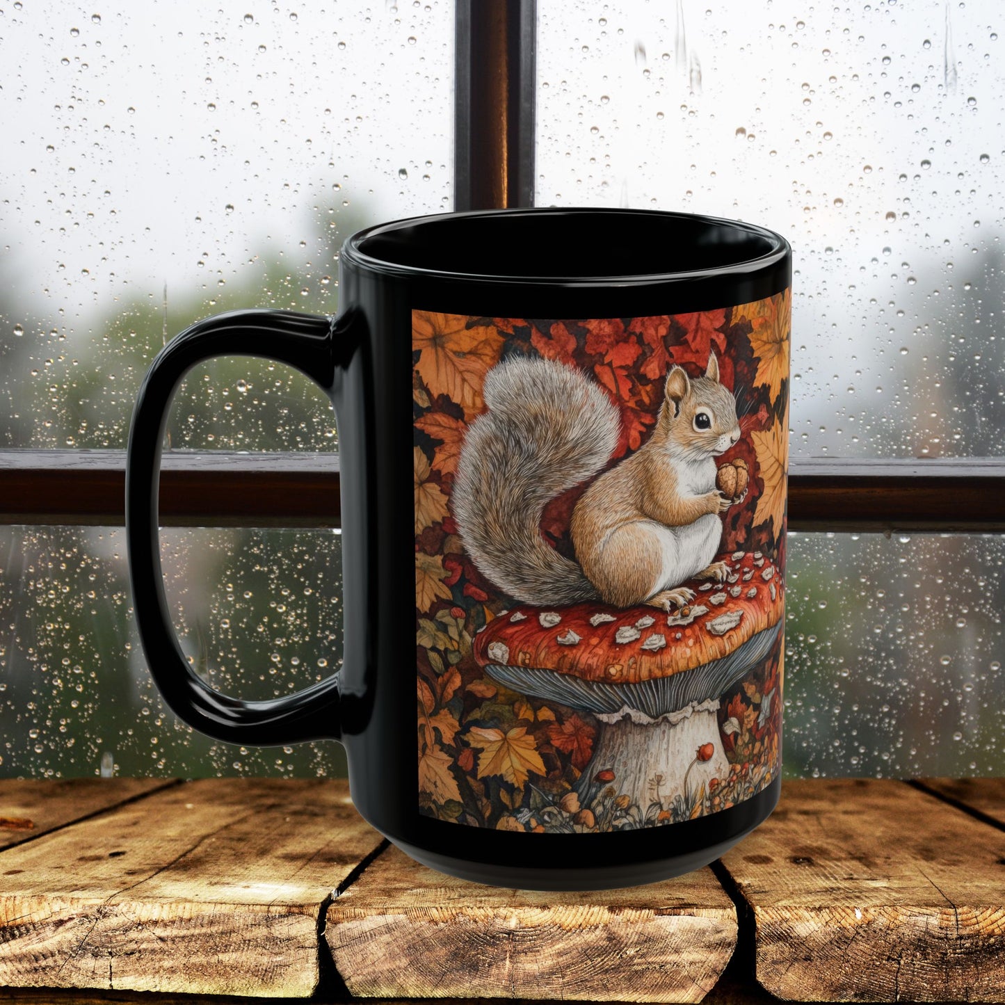 Autumn Squirrel Mug, Cozy Fall Coffee Cup, Cute Gift for Nature Lovers, Seasonal Decor, Thanksgiving, Hot Beverage