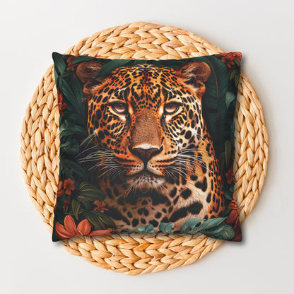 William Morris Inspired Botanical Leopard Pillowcase, Farmhouse Decorative Leopard Pillowcase