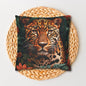 William Morris Inspired Botanical Leopard Pillowcase, Farmhouse Decorative Leopard Pillowcase