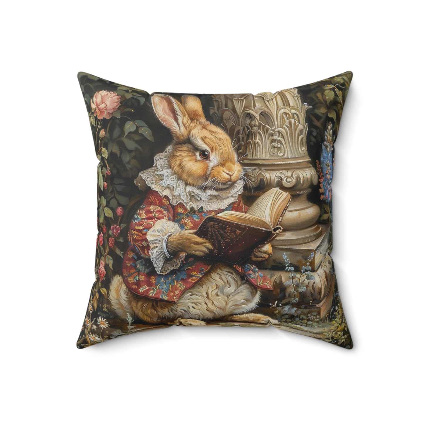 William Morris Inspired Rococo Peter The Rabbit Vintage Book Pillow