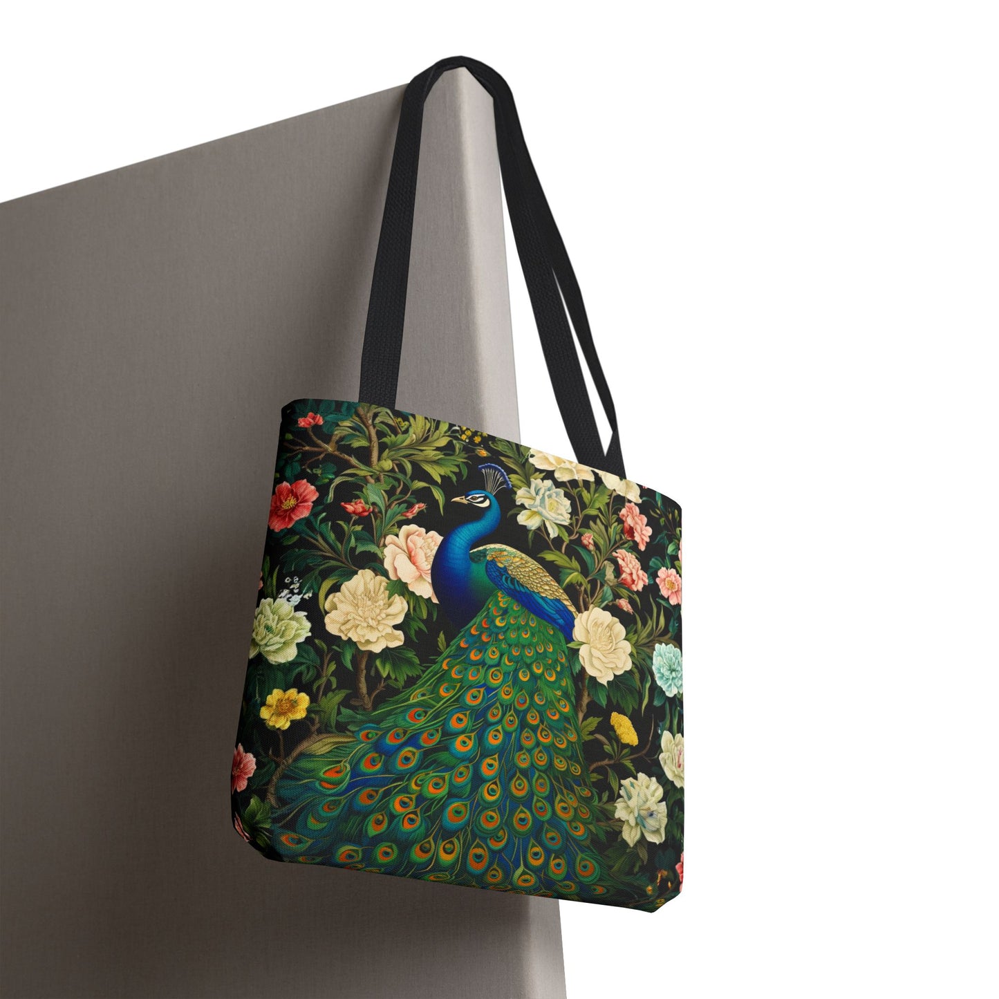 Peacock Garden Tote, Vintage Floral Bird Print, William Morris Inspired