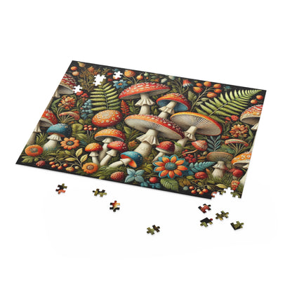 Whimsical Wild Mushroom Puzzle for Nature Enthusiasts (120, 252, 500, 1000-Piece) Charming Floral and Mushroom Design, Adult Puzzle Gift