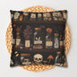 Gothic Apothecary Jars Pillowcase, Witchcraft Potion Shelf Dark Academia Throw Cushion, Spooky Halloween Decor