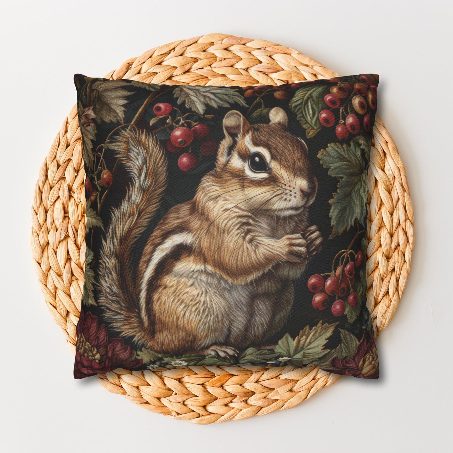 William Morris Inspired Botanical Chipmunk Pillowcase