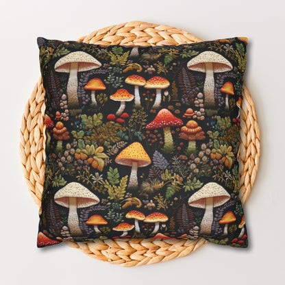 Forest Mushrooms Embroidery Pattern Pillowcase