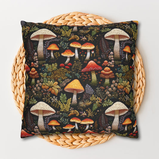 Forest Mushrooms Embroidery Pattern Pillowcase