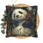Panda Floral Throw Pillowcase - Vintage Botanical Spun Polyester Cushion Cover
