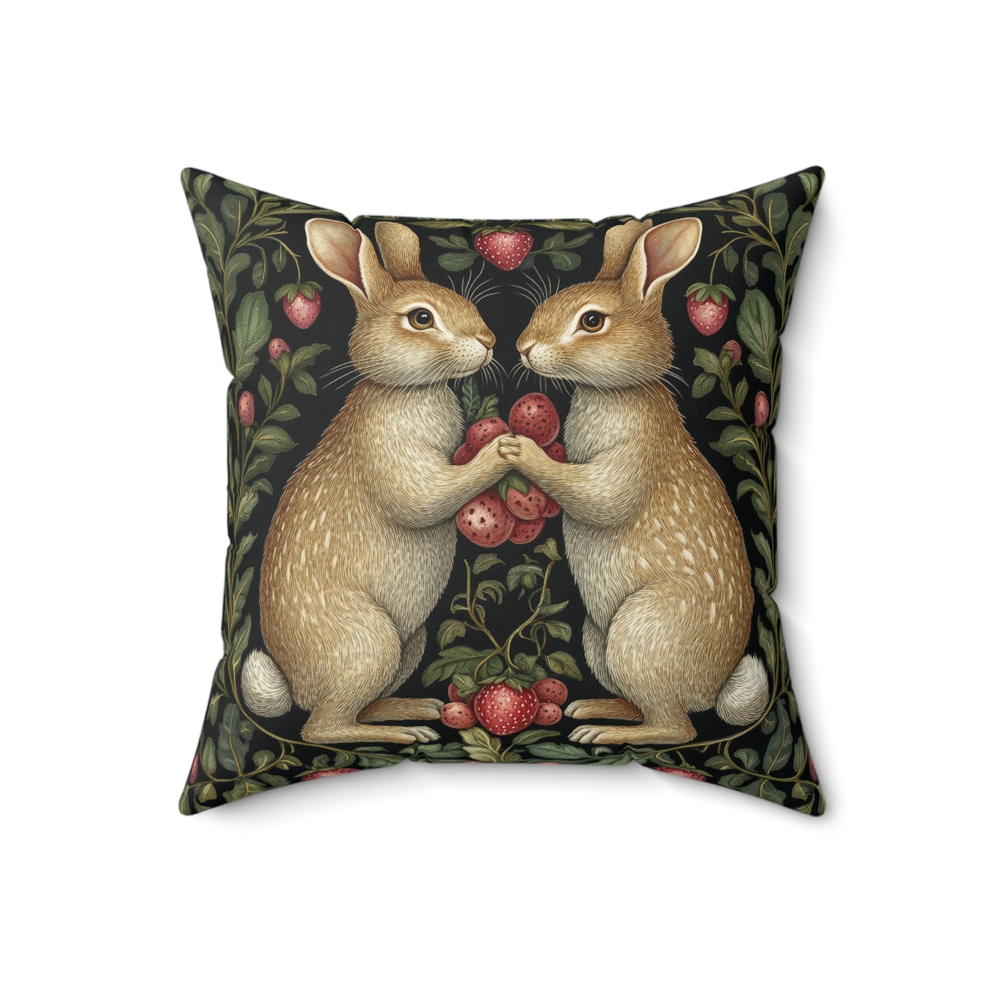 Rabbit & Strawberry Pillow: Whimsical Home Decor Cushion