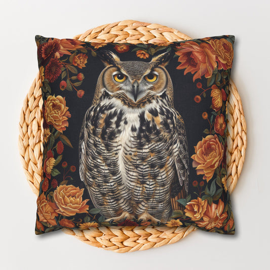 Fall Botanical Great Horned Pillowcase | Decorative Pillow Morris Inspired | Cottage-core Pillowcase