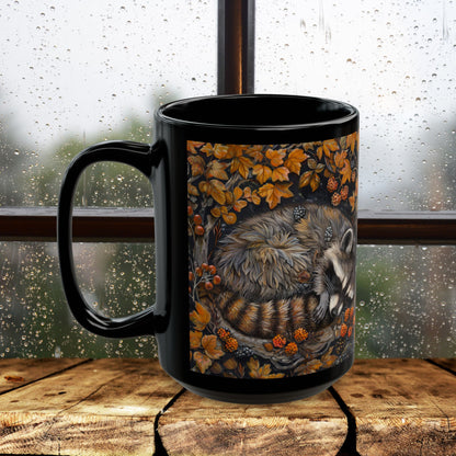 Sleeping Raccoon Mug, Nature Lover Gift, Coffee Cup, Tea Mug, Forest Animal Kitchen Decor, Cute Wildlife Ceramic Drinkware