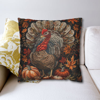 Thanksgiving Turkey Pillowcase: William Morris Inspired Fall Decor