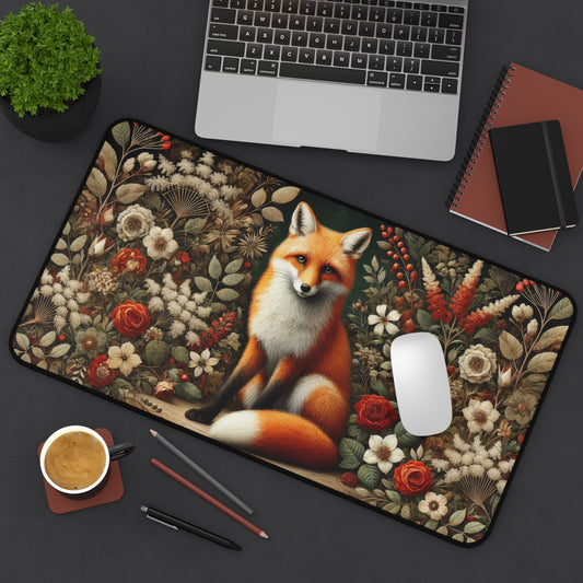 Rustic Fox Desk Mat - Nature-Inspired Office Accessory for Home and Work
