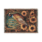 Autumn Pheasant & Sunflowers Woven Blanket, Vintage Farmhouse Fall Throw, Cozy Wildlife Nature Tapestry Blanket