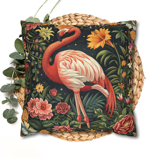 ropical Flamingo Throw Pillowcase: Morris Inspired Floral Decor
