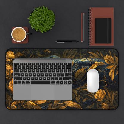 William Morris Inspired Gold Black Panther Desk Mat 2 Sizes | Gamer Keyboard Mouse Pad | Office Decor GiftDesk Mats