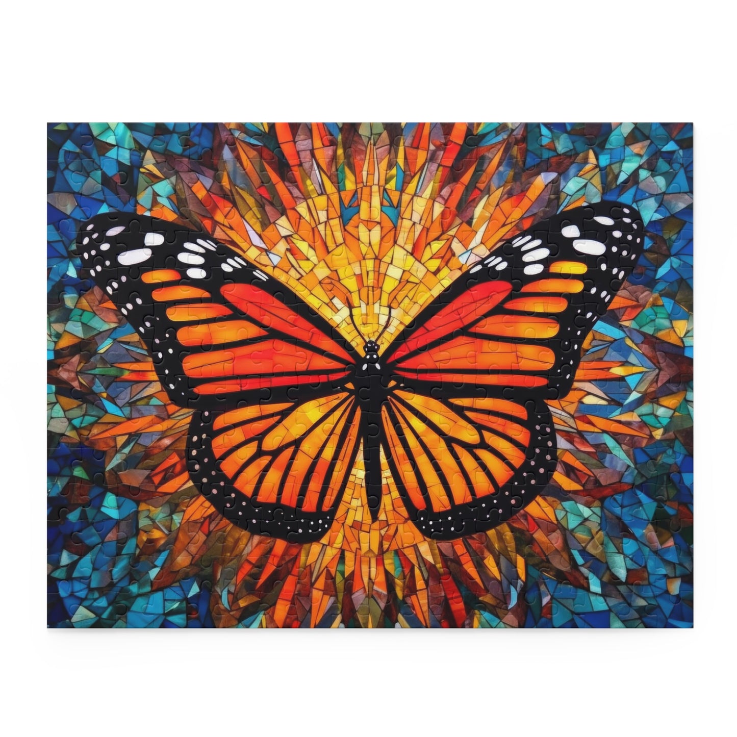 Colorful Monarch Stained Glass Jigsaw Puzzle (120, 252, 500-Piece)  Gift-Ready Box, Adult Jigsaw Puzzle, Gift Him Her