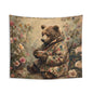 Bear Tea Time Tapestry Cozy Floral Wall Hanging