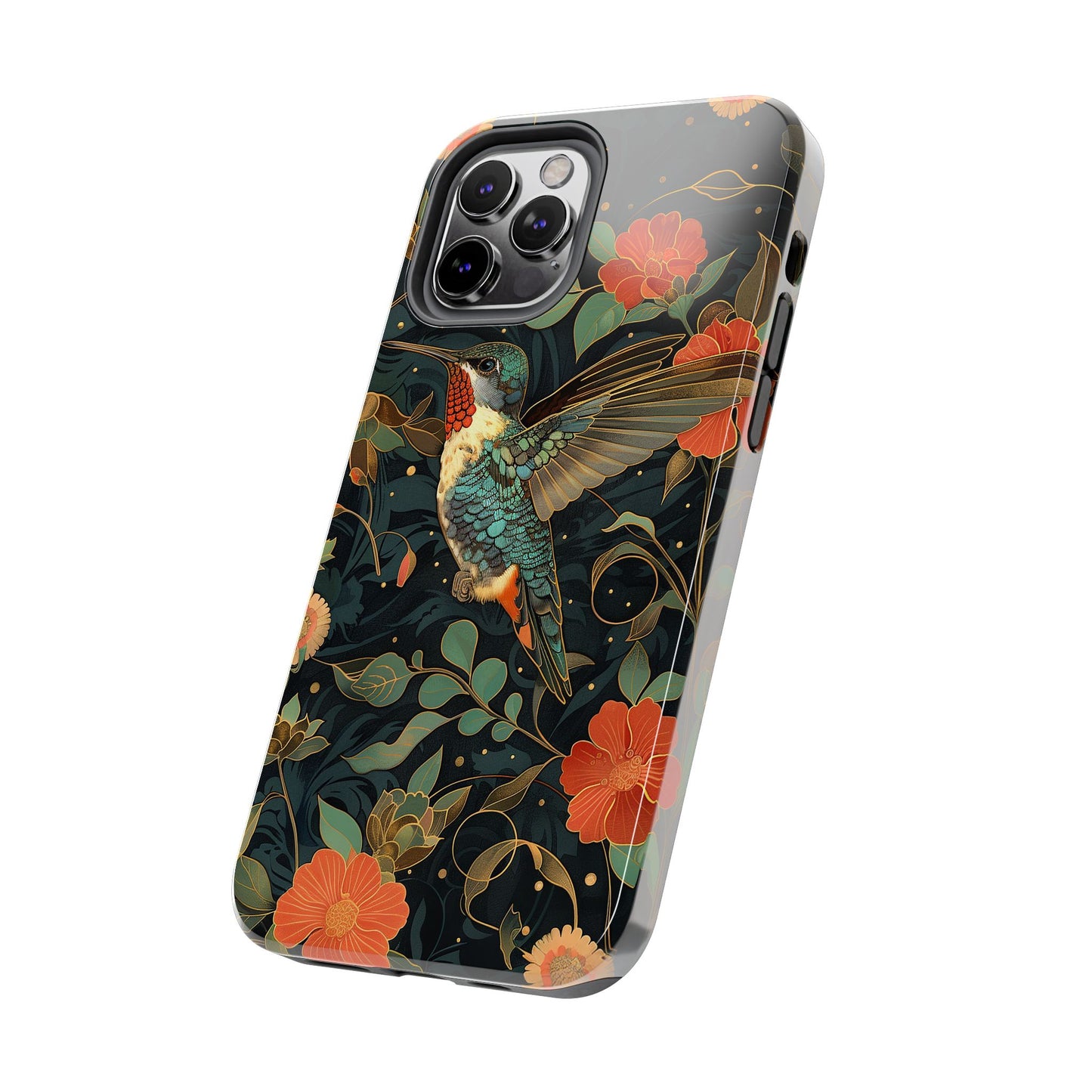 Art Deco Hummingbird Print in The Style of William Morris iPhone Tough Case