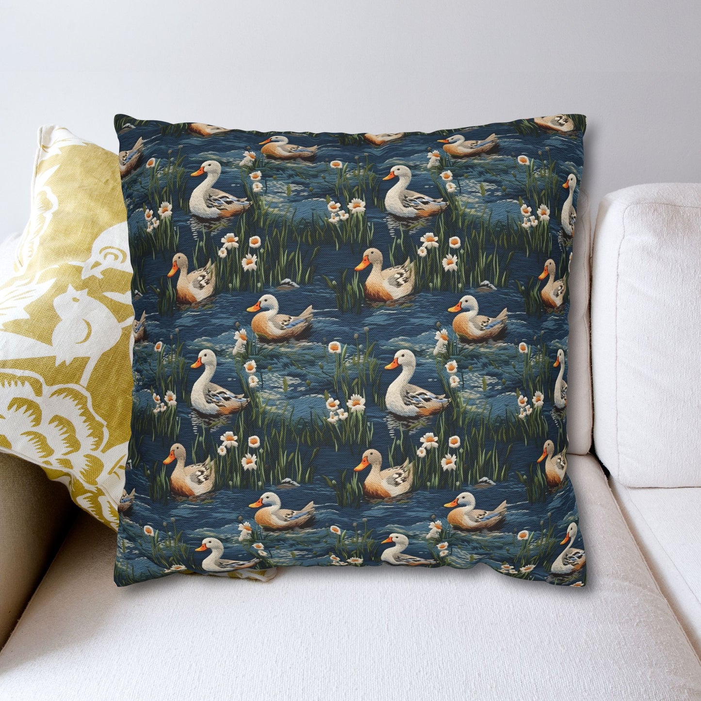 Woodland Duck Embroidery Pattern Pillowcase