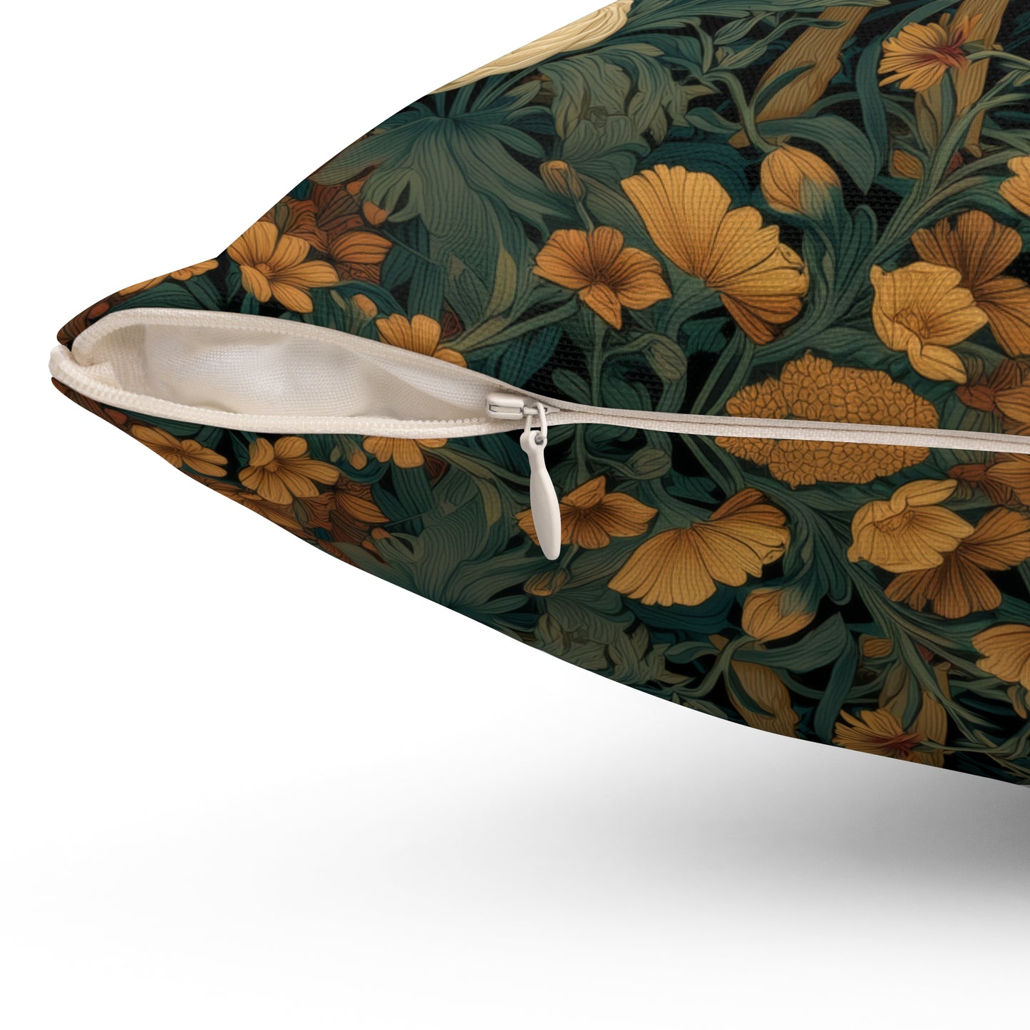 Woodland Fawn Floral Pillow, William Morris Style Baby Deer Botanical Decorative Cushion