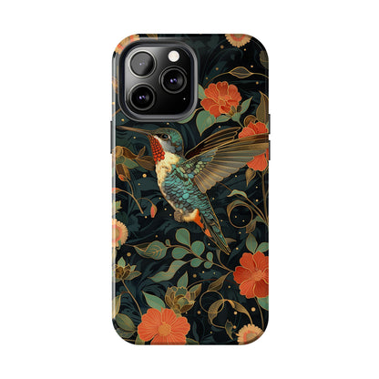 Art Deco Hummingbird Print in The Style of William Morris iPhone Tough Case