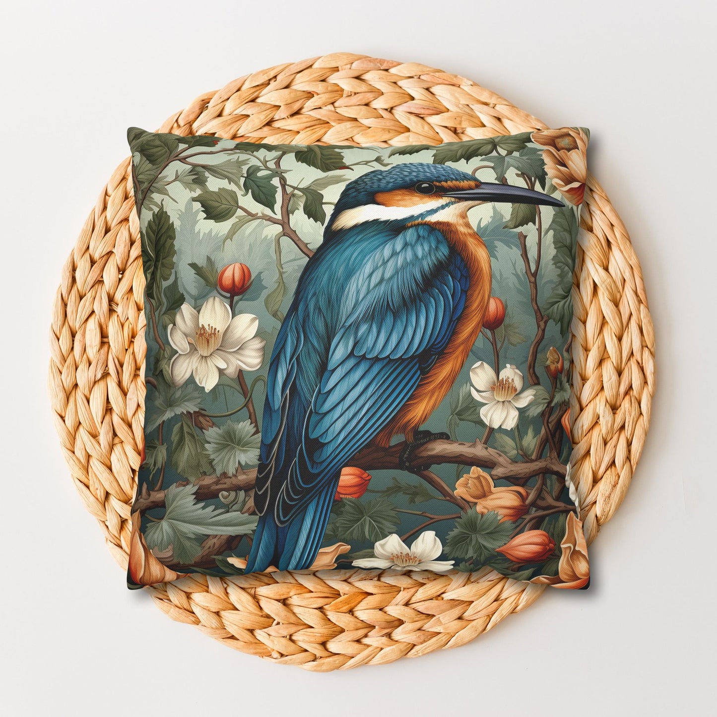 William Morris Inspired Botanical Kingfisher Pillowcase