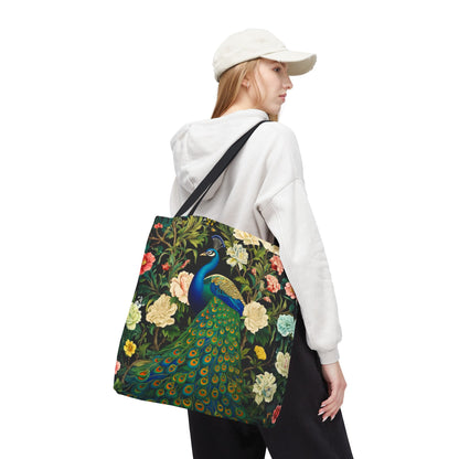 Peacock Garden Tote, Vintage Floral Bird Print, William Morris Inspired