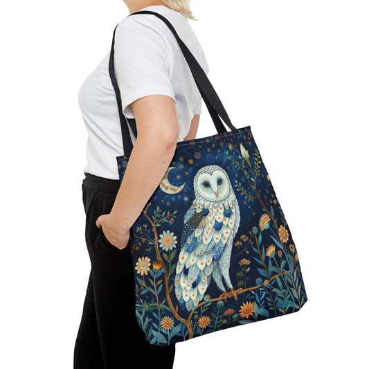 Night Owl Pillow Tote Bag William Morris Inspired, Owl Cottage-core Tote Bag, Eco-Friendly Carryall