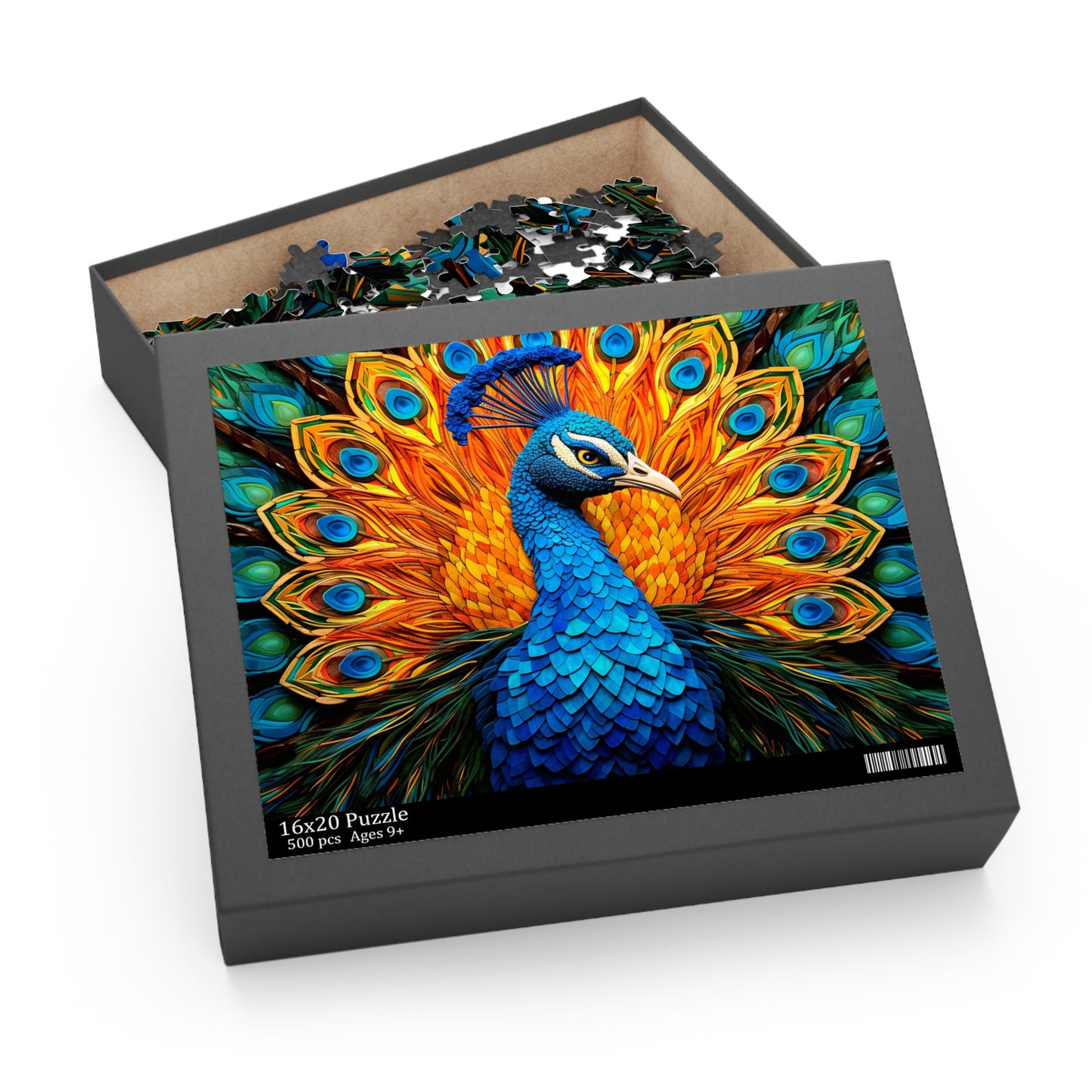 Stained Glass Peacock Jigsaw Puzzle (120, 252, 500-Piece)  Gift-Ready Box, Adult Jigsaw Puzzle, Gift Him Her