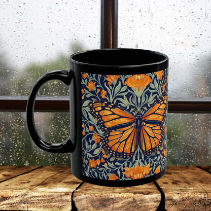 William Morris Inspired Monarch Butterfly Coffee Mug 11oz, 15 oz