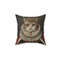 Royal Cat Decorative Pillow,  Aristocratic Kitty Cushion in Crown & Renaissance Attire, Whimsical Pet Portrait Home Décor