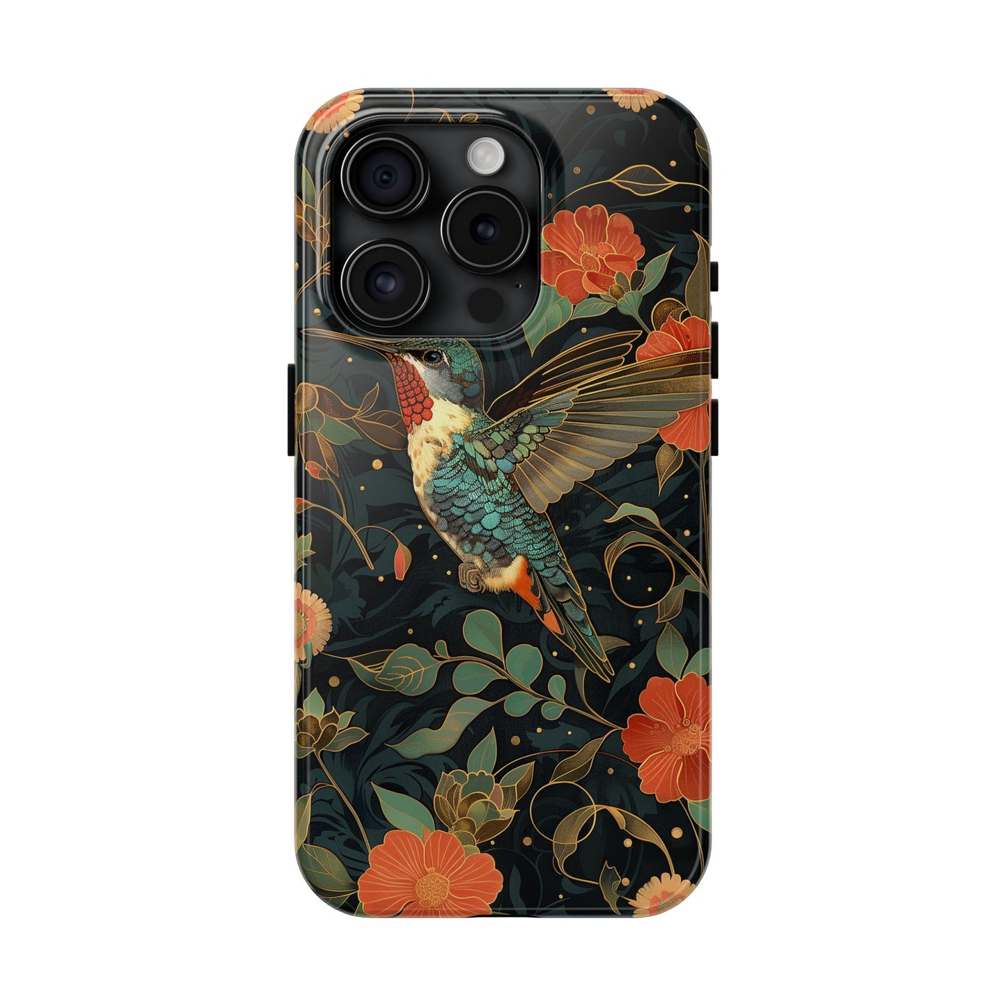 Art Deco Hummingbird Print in The Style of William Morris iPhone Tough Case