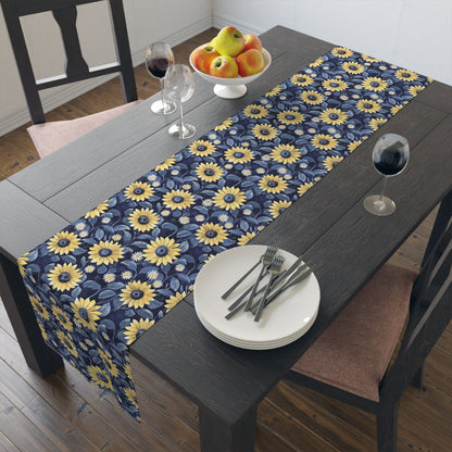 Sunflower Table Runner, Rustic Farmhouse Floral Dining Decor, Fall Tabletop Accent