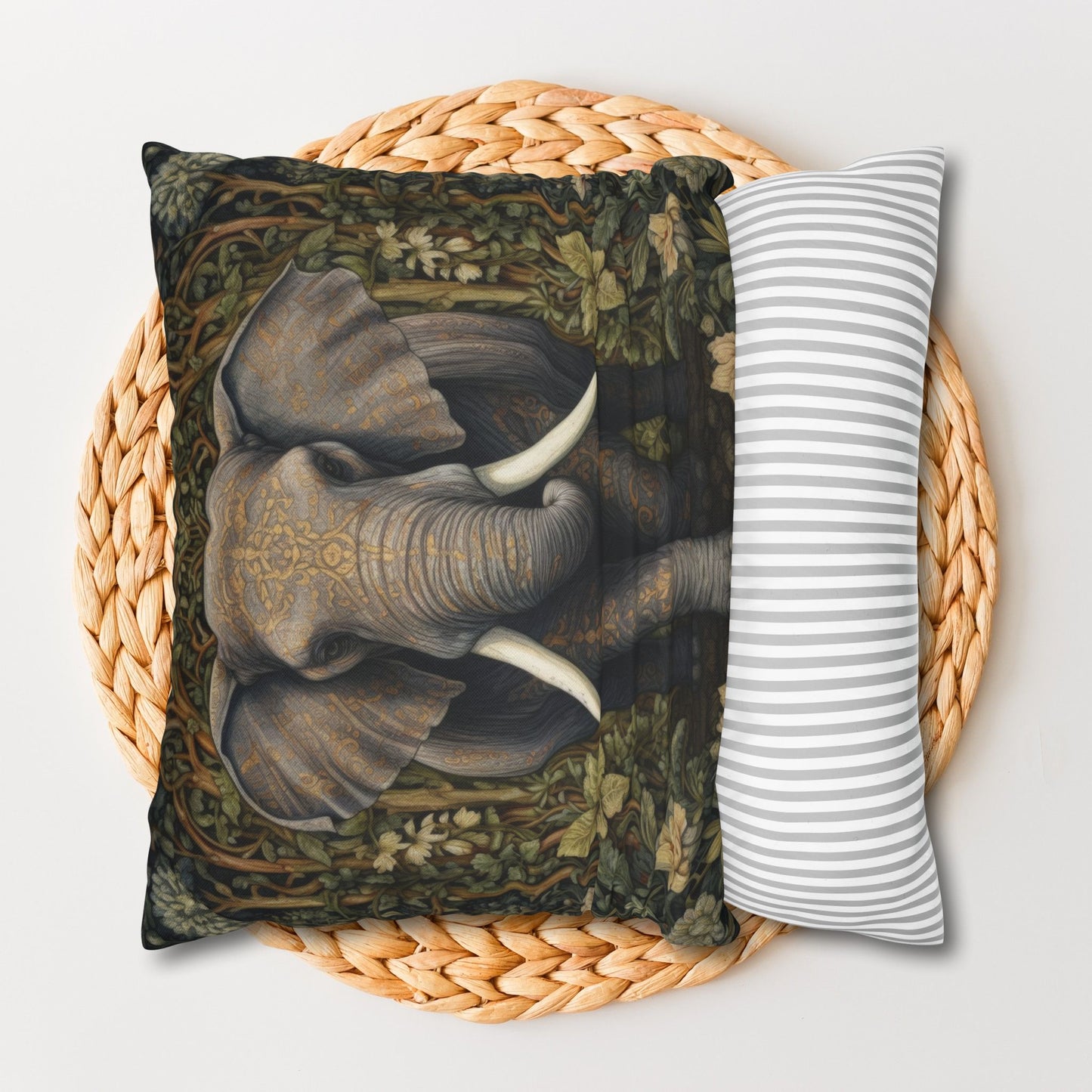Elephant Pillowcase: William Morris Inspired Forest Design