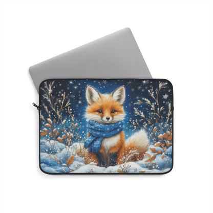 William Morris Design Laptop Sleeve, Protective Case for Nature Lovers, Blue Scarf Starry Winter Night, Black, Gift, Tech Bag