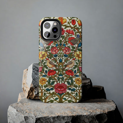 Vintage Pattern Rose And Bird in The Style of William Morris iPhone Tough Case