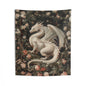 Tapestry of Magical White Dragon | William Morris Medieval Style Wall Art | Cottagecore Hanging and Home Decor