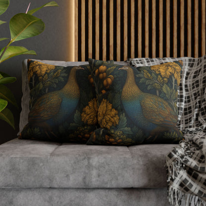 William Morris Inspired Wild Turkey Pillowcase: Botanical Cottagecore Decor