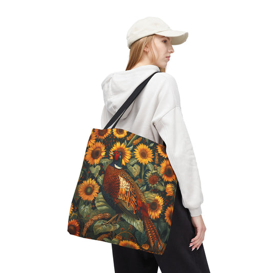 Pheasant Sunflower Tote Bag, , William Morris Inspired, Wild Animal Cottage-core Tote Bag, Eco-Friendly Carryall