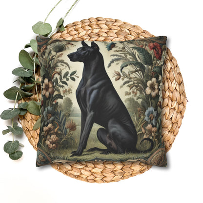 Black Thai Ridgeback Dog Ornate Botanical Pillowcase