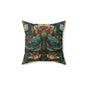 William Morris Inspired Moth Pillow, Teal Botanical Art Nouveau Cushion, Vintage Floral Nature Square Pillow